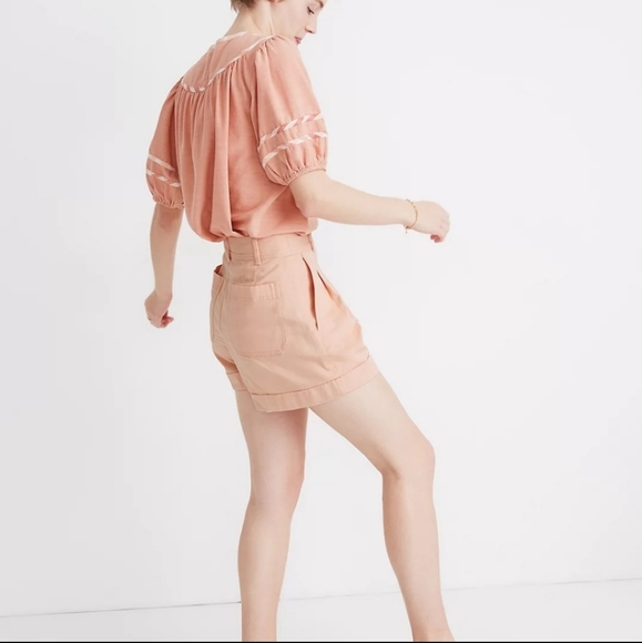 Muted Pink Madewell Pleated Shorts Sz 6 - Picture 5 of 8
